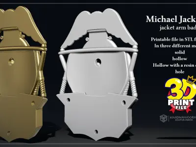 3D print models of MichaelJacksons jacket arm badges- SuperBowl  3D print model
