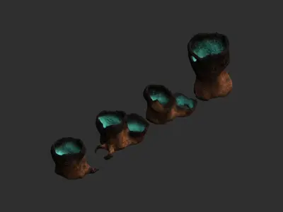 Alien Tubes - Blue Low-poly 3D model