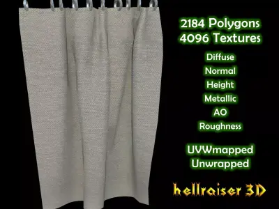 Curtain - PBR - Textured Low-poly 3D model