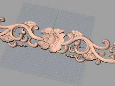 Door flower 3D relief STL Model for CNC woodworking carving E278 3D model