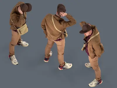 Urban contemplation Man in a beige outfit 3D model