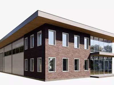 warehouse and office Low-poly 3D model