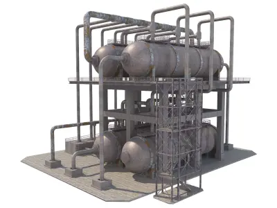 Industrial Silo 8 Low-poly 3D model