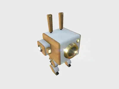 Robot C3 Wood - Sentinel Character SciFi Design Low-poly 3D model