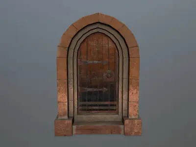 Medieval  Door Low-poly 3D model