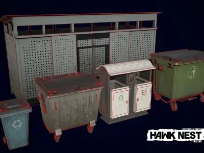 Trash Bin Collection Low-poly 3D model