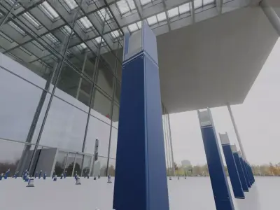 Street Light 8 Bollard 900mm Futuristic Blue Version 4 Low-poly 3D model