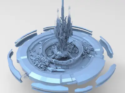 Hourglass Tide turner Tower 2 island cities Low-poly 3D model