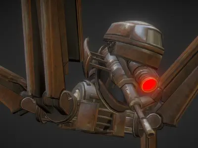 Gun Bot Rusty Version Low-poly 3D model