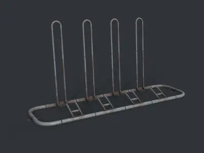 Bike Rack 8 PBR Game Ready Low-poly 3D model