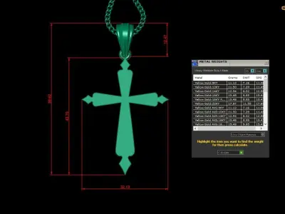 Light Gold 18K Cross Pendant 2CP079 3D print model
