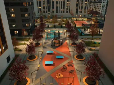 Apartment Complex - Archviz and Game Environment Low-poly 3D model
