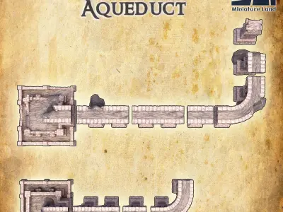 Ruined Aqueduct Tabletop terrain 28 MM 3D print model
