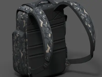Backpack military bag baggage pockets product  Low-poly 3D model