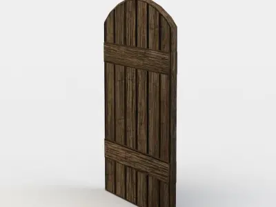 Wooden door Low-poly 3D model 18