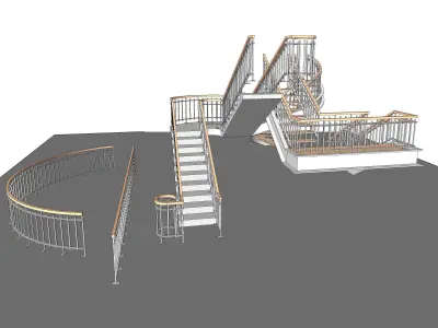 Metal-Wood Stairs 3 3D model