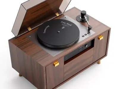 MidCentury Modern Record Player Console Low-poly 3D model