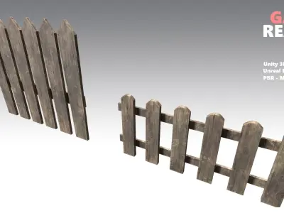 Wooden Fences PBR - Modular - Version 3 - Low-poly 3D model