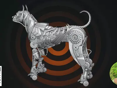 Futuristic Mech K9 - Rigged Cybernetic Guard Dog 3D model