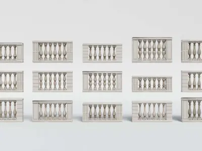 Balustrade - 15 Balcony Stone Models - Greek - Roman Low-poly 3D model