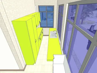 Villa interior of house with pool 3D model