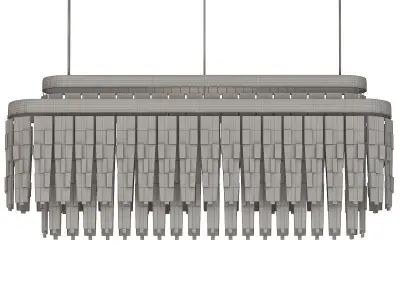 Babel chandelier with clear glass and brass rods 3D model
