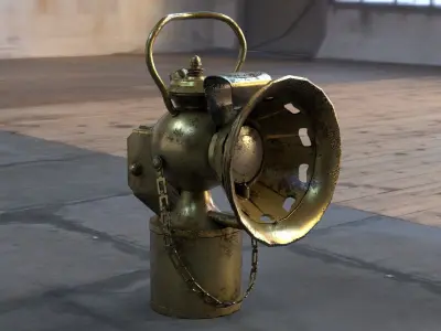 Vintage Carbide Lamp 3D Model with PBR Maps Low-poly 3D model