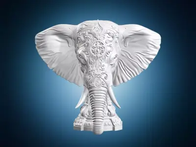 Ornate Elephant Bust Statue 3D print model