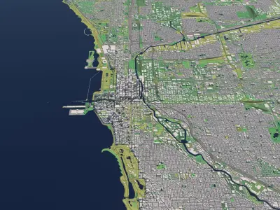 Chicago Illinois USA 25x25km 3D City Map 3D model