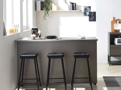 Modern Din Metal Gray Storage Island Dining Table 3D model