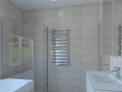 Cozy bathroom with light tiles 3D model purchase