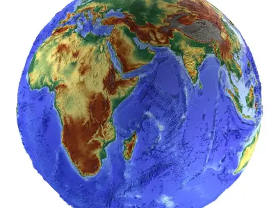 Earth Shaded Natural Globe  Low-poly 3D model