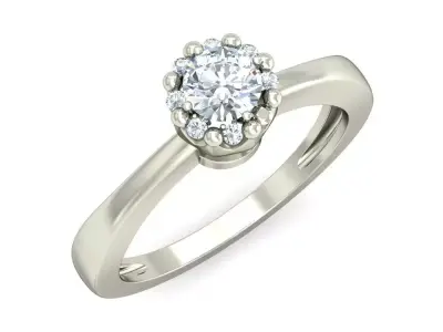 Light Weight White Gold Diamond Ring  -VJR46 3D print model