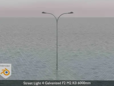 Street Light 4 Galvanized F2 M2 K0 6000mm Low-poly 3D model