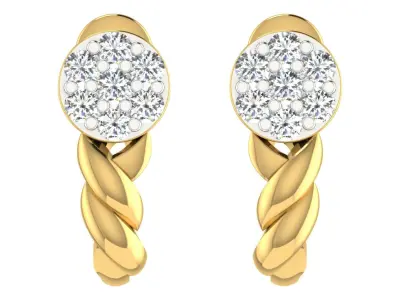 light weight  Yellow gold diamond earring 3D print model purchase