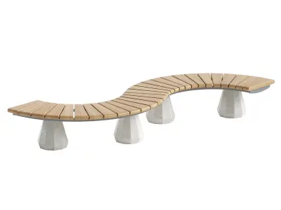 CONCRETE MODULAR BENCH 156 3D model