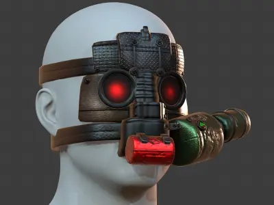 Gas mask helmet 3d model scifi Low-poly  Low-poly 3D model 182
