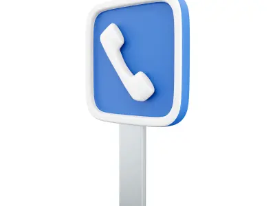 3d telephone road sign cartoon icon 3D model