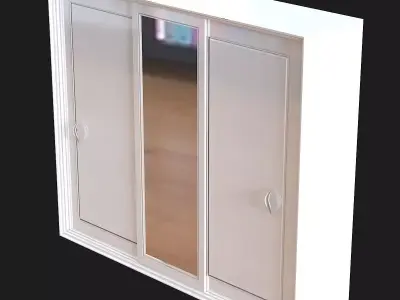 closet cabinet with two doors and mirror 3D model
