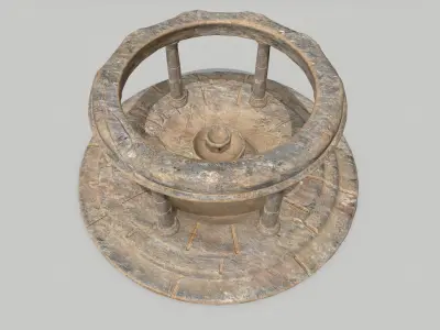 Altar Set stone fountain Low-poly 3D model