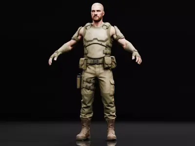 Desert Mercenary Free low-poly 3D model