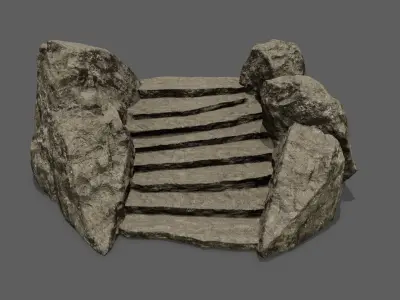 Rock  Stairs Low-poly 3D model
