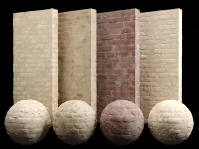  Desert Limestone Brick Tiles Material PBR 200 x 200 cm Texture