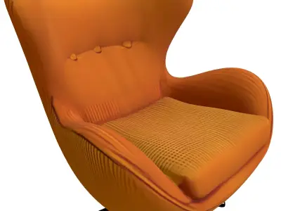Modern Orange Swivel Egg Chair Low-poly 3D model