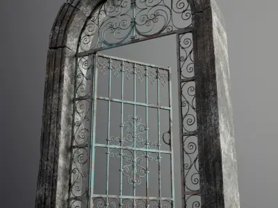 Medieval Forged Door for the garden Low-poly 3D model