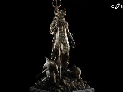 Poseidon Statues Low-poly 3D model