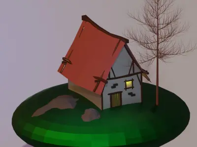 medieval-house house on island Free low-poly 3D model