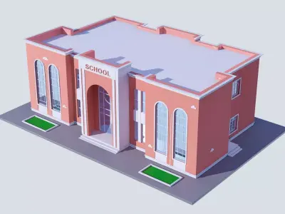 School cartoon Low-poly 3D model
