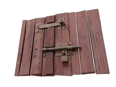 Grungy old wooden door   Low-poly 3D model