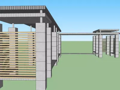 semi shade pavilion for park area 3D model